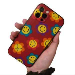 iPhone12 Pro Burgundy Happy Flowers Face Cartoon🌼